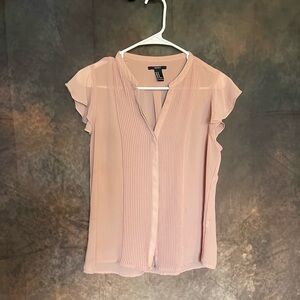 Forever 21 Soft Blush Pink Pleated Blouse